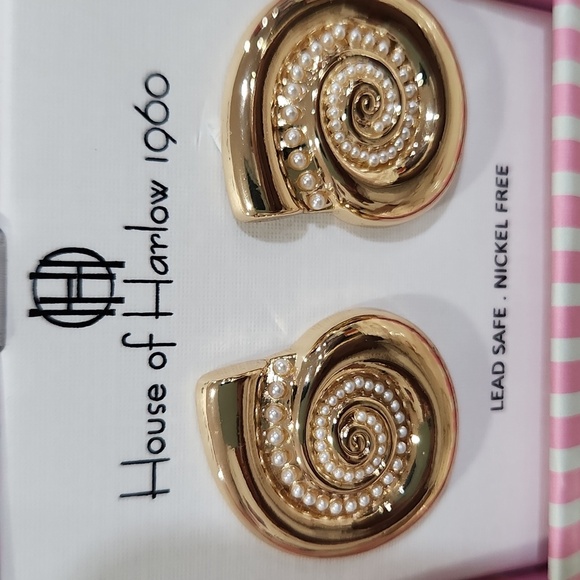 🔹️House of Harlow🔹️ 1960 Crystal Swirl Shell Post Earrings ✨️ - Picture 2 of 5